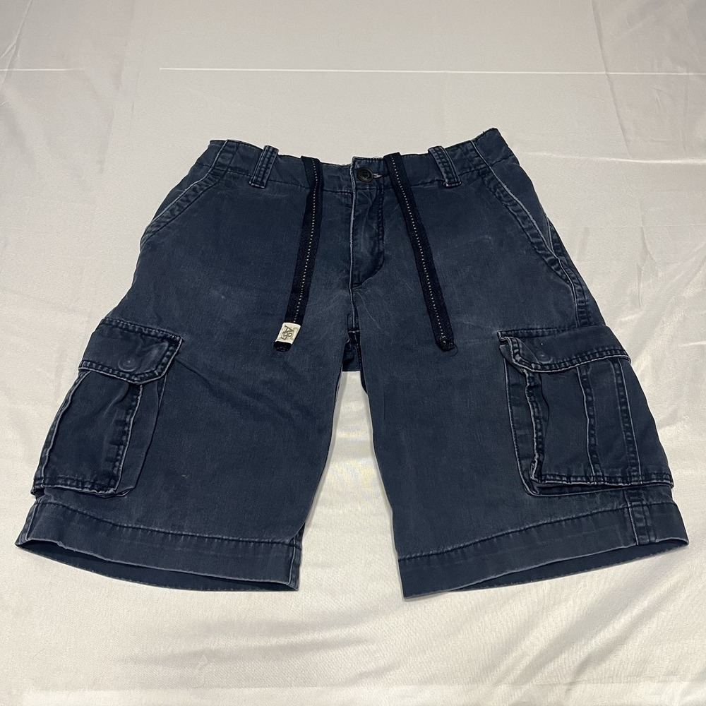Y2K Aeropostale Cargo Shorts Mens 28 Navy Blue Skater Drawstring Preppy‎